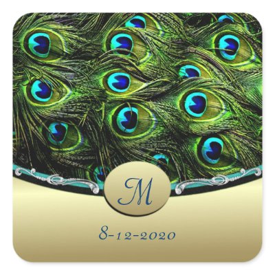 Peacock  Theme Wedding Envelope Seals Sticker