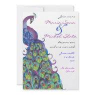 Peacock Theme Wedding Invitation Invite Blue invitation