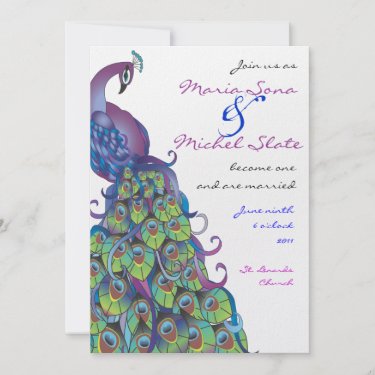 Peacock Theme Wedding Invitation Invite