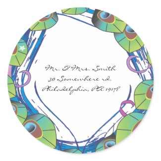 Peacock Theme Wedding Invitation Reply sticker sticker