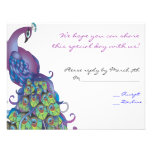 Peacock Theme Wedding Reply card Invite Blue