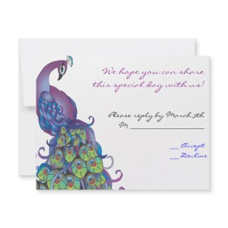 Peacock Theme Wedding Reply card Invite Blue invitation