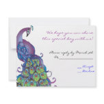 Peacock Theme Wedding Reply card Invite Blue