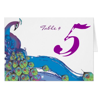 Peacock Theme Wedding Tent Card Place Setting by Marlalove73 WELCOME
