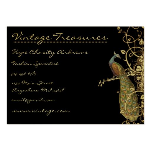 Peacock Tree Leaf Grunge Swirl Design Business Card Templates (front side)