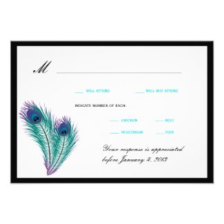 Peacock Tuxedo RSVP Cards Invite