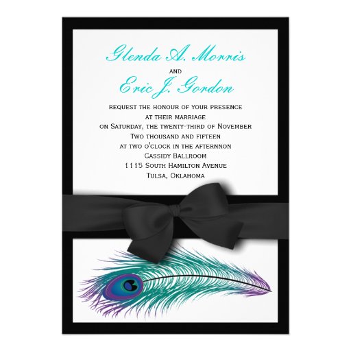 Peacock Tuxedo Wedding Invitation