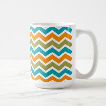 Peacock Vibrant Tribal Zigzag Coffee Mugs