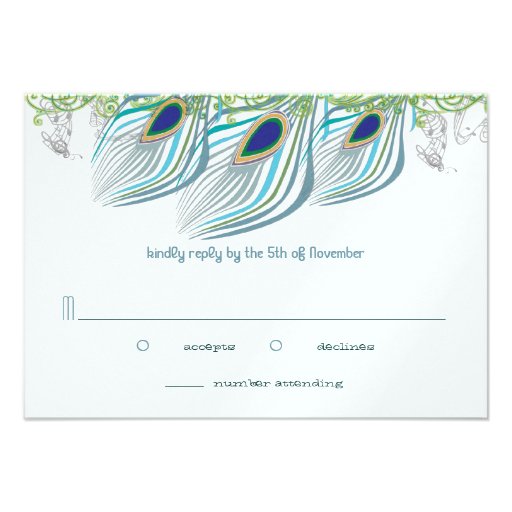 Peacock Vintage 3 Feathers Thank You Personalized Invitations