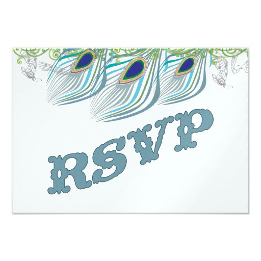 Peacock Vintage 3 Feathers Thank You Personalized Invitations