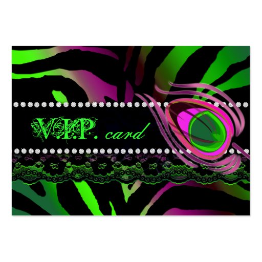 Peacock VIP Card Lace Zebra Lime Pink Business Cards