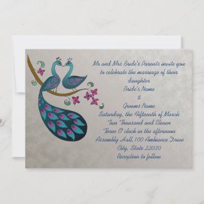 Peacock Wedding Announcement silver by aamikrishna