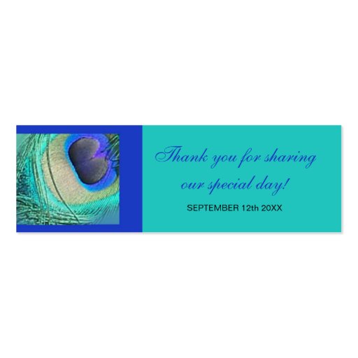 Peacock Wedding Favor Tag Business Cards (back side)
