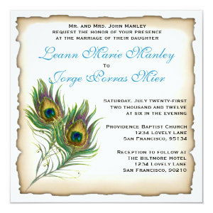 Peacock Wedding Invitation 5.25