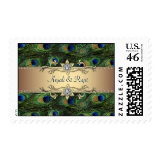 Peacock Wedding RSVP Save The Date Peacock Blue Po stamp