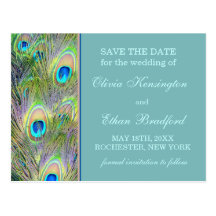 Peacock Wedding Save The Date Post Card