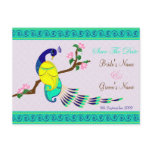 Peacock Wedding - Save The Date Postcard