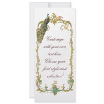 Peacock with Gold Baroque Frame Invitation Card