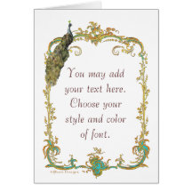 Peacock with Gold Frame Ornate Art Print Card