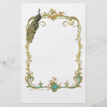 Peacock with Gold Frame Ornate Art Print Full Color Flyer