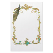 Peacock with Gold Frame Ornate Stationery