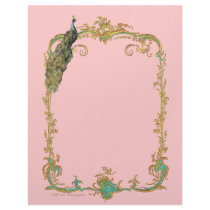 Peacock with Gold Frame Ornate Stationery Letterhead Template