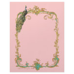 Peacock with Gold Frame Ornate Stationery Letterhead Template