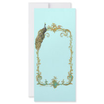 Peacock with Gold Frame "Save the Date" Card Full Color Rack Card