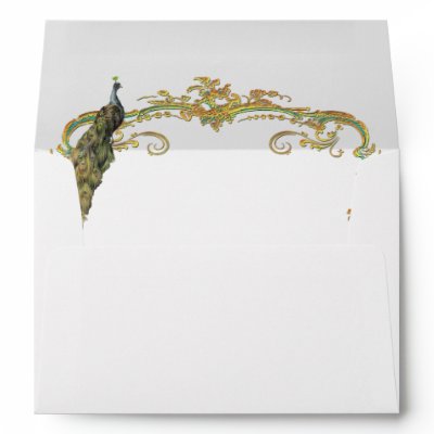 Peacock with Golden Scrolls Envelope