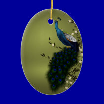Peacock with Japanese blossom ornaments