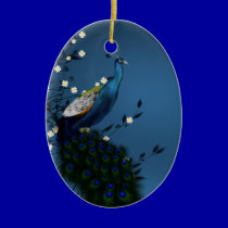Peacock with Japanese blossom ornaments