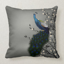 Peacock with Japanese blossom pillows