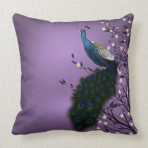 Peacock with Japanese blossom pillows