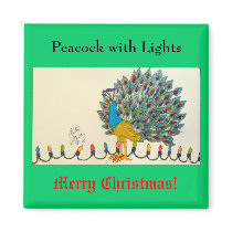 Peacock with Lights magnets by codfishlady Peacock with Lights magnets