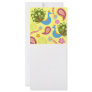 peacocks and paisleys on yellow rack card