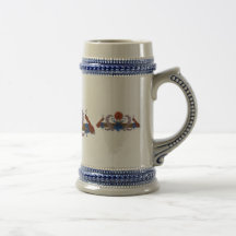 Peacocks And Wreath Brown Blue Mugs