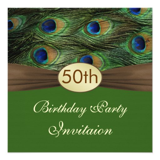 Peacock's feathers 50th Birthday Party Invitation