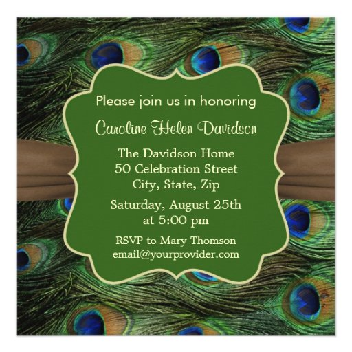 Peacock's feathers, gemstone effect 50th Birthday  Invite