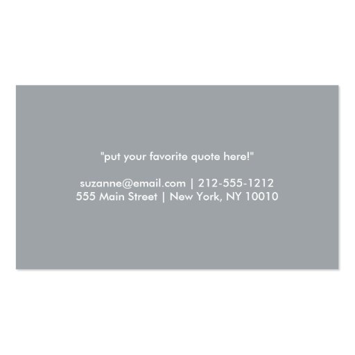 PEACOCKS FLOURISH in GRAY Business Card (back side)