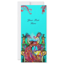 PEACOCKS IN LOVE red blue turquase green Rack Cards