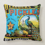 Peacocks Pickles Throw Pillow