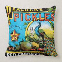 Peacocks Pickles Throw Pillow