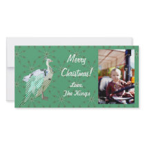 Peafowl Christmas Green  Photo Card