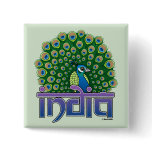 Peafowl of India Square Button