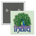 Peafowl of India Square Button