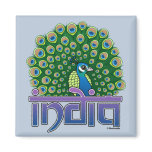Peafowl of India Square Magnet