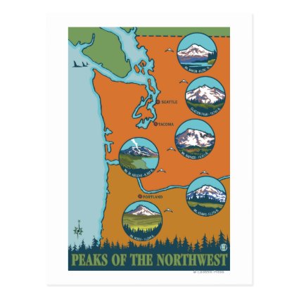 Peaks of the Northwest - 5 Different Mountains Postcard