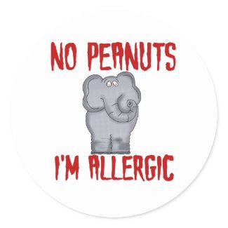 Peanut Allergy Elephant Classic Round Sticker