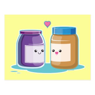 Peanut Butter and Jelly soul mate lovers cute kawaii PostCard