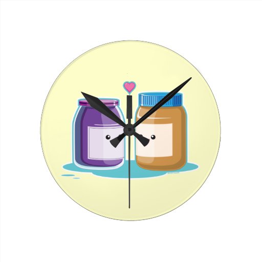 Peanut Butter and Jelly Round Clock Zazzle